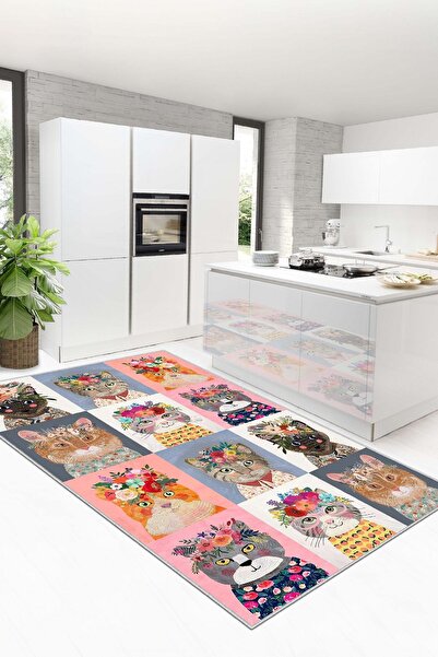 Lavita Home Dijital Baskı Yıkanabilir Kaymaz Leke Tutmaz Renkli Mutfak Halısı...