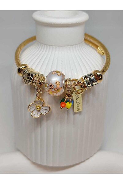 FOR YOU TAKI by Ezgi Kadın Papatyalı Charm lı Kalpli Renkli boncuklu  Bileklik