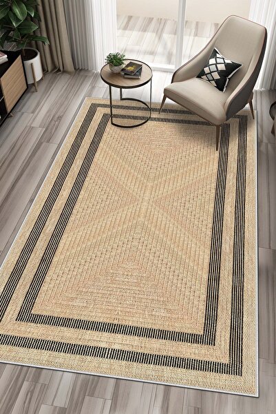 Lavita Home Makinede Yıkanabilir Kaymaz Taban Leke Tutmaz Bej Salon Halısı Mu...