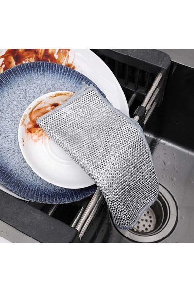 Betülce 1 Piece Highqual Inox Wire - Non-Scratch Dishcloth, Two-Layer Difficult Dirt Cloth