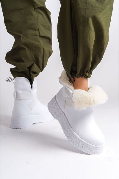 Shoesers Γυναικείες μπότες χιονιού με χοντρή σόλα με ελαστική γούνα στο εσωτερικό