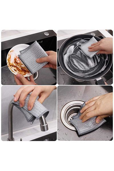 Betülce 2 Pieces Highqual Inox Wire - Non-Scratch Dishcloth, Difficult Dirt Cloth, Two Layers