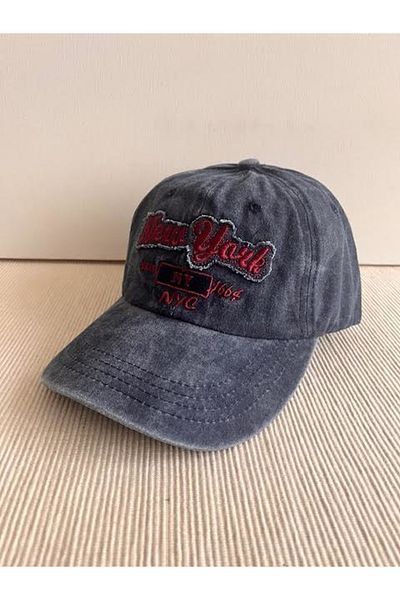 CosmoOutlet New York NYC Unisex Navy Blue Hat - Embroidered and Washed, Adjustable from the Back