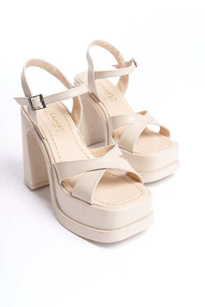 Shoesers Sandale cu toc cu platformă specială pentru femei, cu curele încruci...