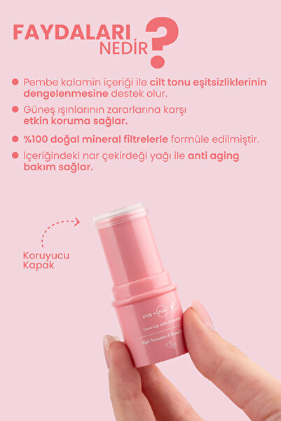 Bade Natural Pembe %100 Mineral Filtreli Ve Doğal Güneş Koruyucu Stick 30 Spf Kalaminli 6g