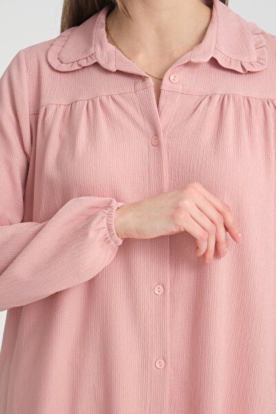 MD trend Baby Collar Gather Detailed Oversize Women's Aerobin Tunic Shirt