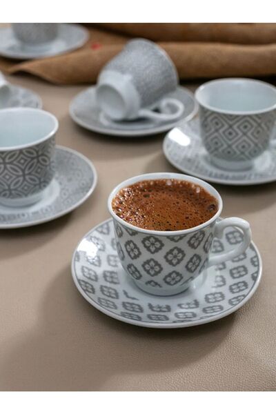 LCW HOME Lc Waikiki Desenli Porselen Türk Kahvesi Fincan Takımı 6'lı