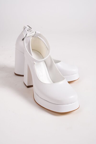 Redoxy Γυναικεία νυφικά παπούτσια με λουράκι αστραγάλου λευκή πλατφόρμα με τα...