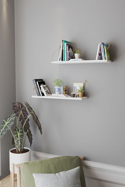 Catchme Wall Shelf Bookcase Kitchen Bathroom Living Area 20 X 70 cm 2 Pieces White Gold Sleeves