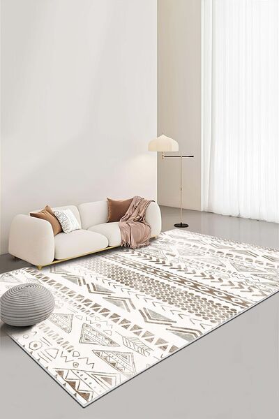 Lavita Home Makinede Yıkanabilir Kaymaz Taban Leke Tutmaz Bej İskandinav Salo...