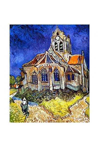 Pastelya Sayılarla Boyama Seti Çerçeveli Kasnaklı Van Gogh Auvers'Deki Kilise...
