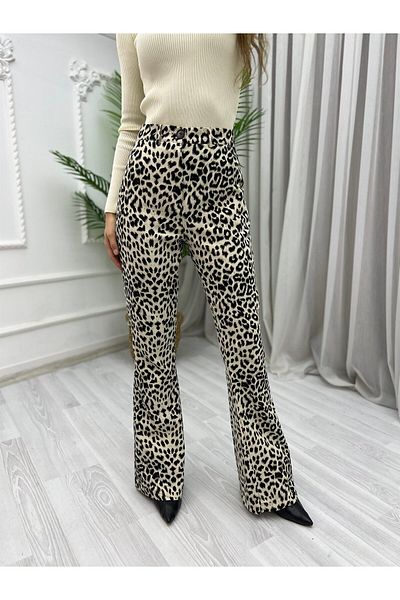 Belle Vie Spanish Leg Leopard Patterned Trousers