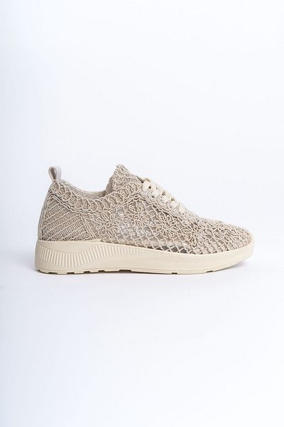 Shoesers Model tricotat de damă cu talpă confortabilă, cu șireturi, pantofi sport de vară