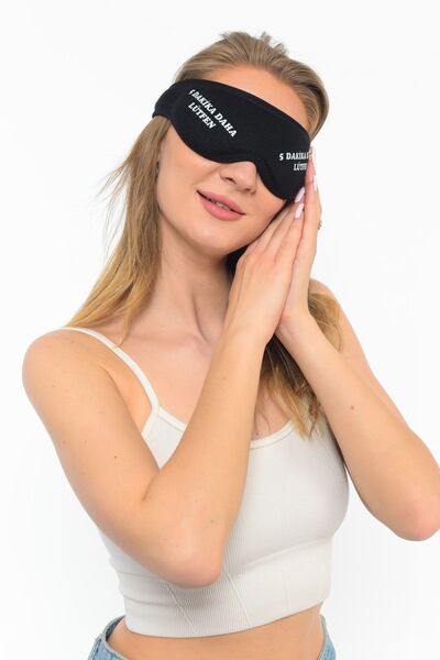SWEAT FAST Siyah Pamuklu Yıkanabilir Göz Bandı Uyku Maskesi 5 Dakika Daha Lütfen