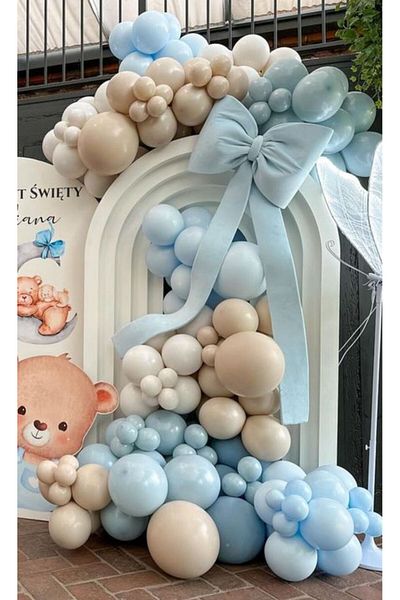 Çemrek Süs Parti Beige Sea Sand Blue Balloon Chain Set of 100