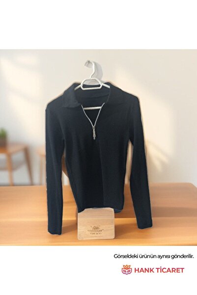 HANK TİCARET Küçük Beden Dar Kesim Polo Yakalı Penye Fermuarlı Uzun Kol Badi ...