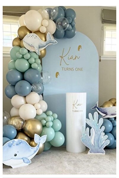 Çemrek Süs Parti Winter green sea sand gold chrome undersea concept balloon c...