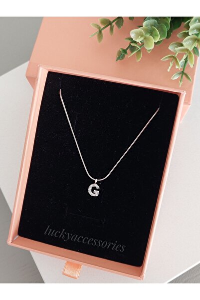 LUCKY ACCESSORIES Çelik Silver Rodyum  Kaplama Harf Kolye G Harfi