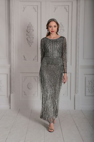 GATSBYLADY LONDON XELIA - Hand Embroidered Dress with Stone Detail and Tassels