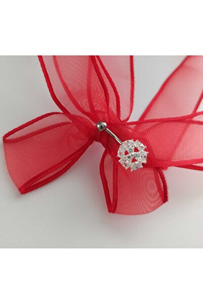 Simge Gümüş 925 Ayar Gümüş Zikon Taşlı ışıl ışıl Göbek  Piercing Ebatı 1cm