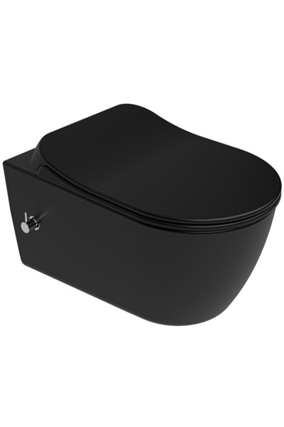 KALE Dove 2.0 Kanalsız Asma Klozet Termal Musluk Entegreli + Ultra Slim Yavaş Kapak (Mat Siyah)