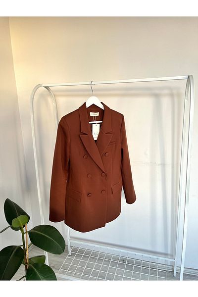 Vakar Lined Double Breasted Collar Blazer Jacket - Buttoned