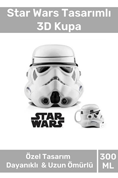 Carlburn Premium Özel Tasarım Hediye Kutulu Star Wars Şekilli Seramik Kupa 14 x 15 cm 3D Bardak