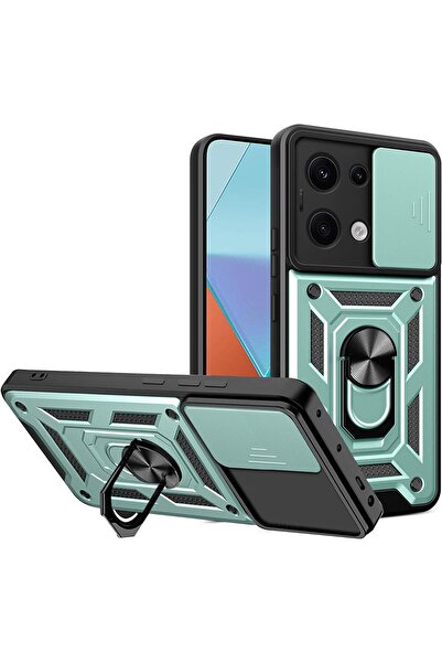 Rivor Redmi Note 13 Pro 5G/Poco X6 Kılıf Kamera Sürgülü Standlı Yüzüklü Darbe...