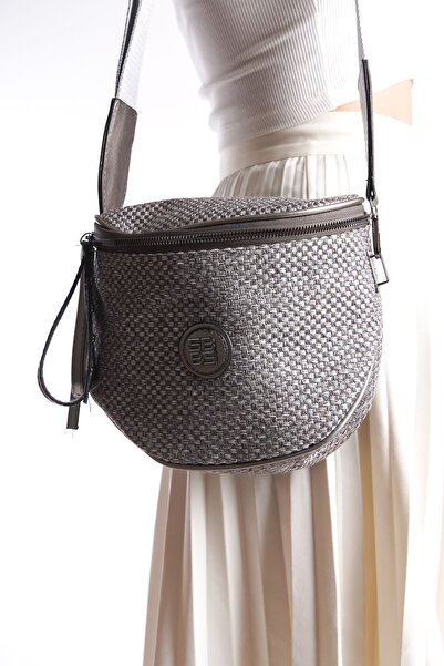 Shoesers Жіноча плетена сумка з льону на пояс і плече