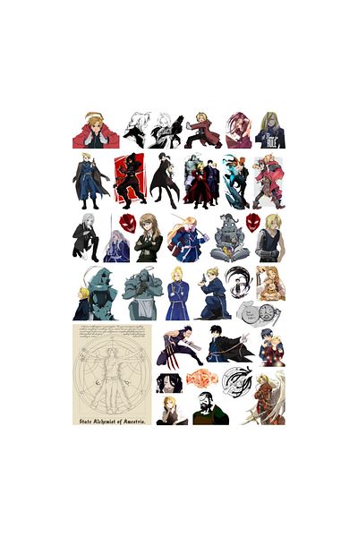 Ororabutik Σετ αυτοκόλλητων 37 τμχ Anime Fullmetal Alchemist Brotherhood - Σετ αυτοκόλλητων Scrapbook Bullet Journal