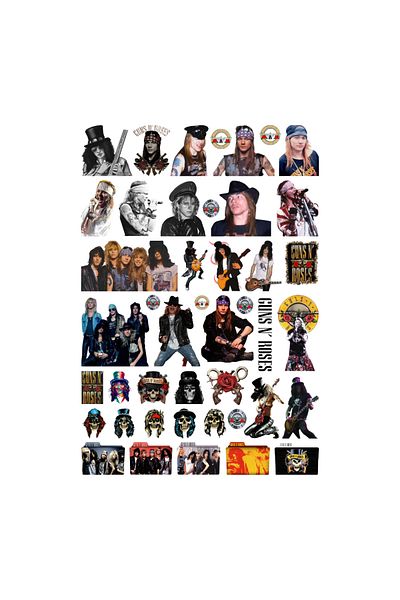 Ororabutik Σετ αυτοκόλλητων Anime Rock Guns N Roses 44 τμχ - Σετ αυτοκόλλητων Scrapbook Bullet Journal