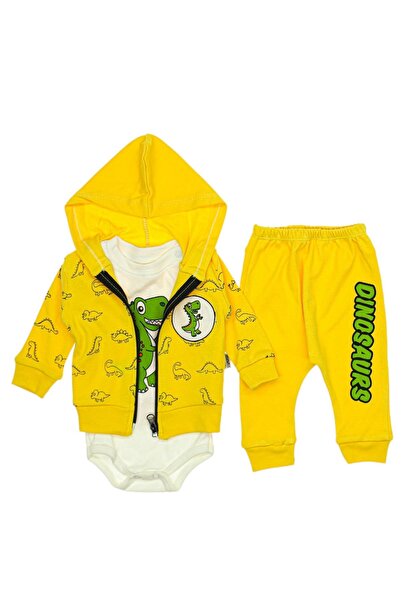 DİNOSAURS BASKILI BEBE ÜÇLÜ TAKIM