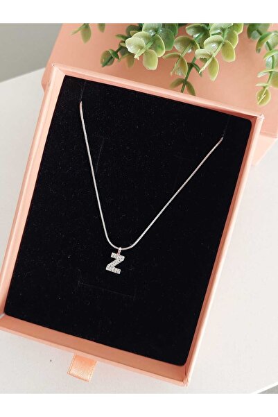 LUCKY ACCESSORIES Çelik Silver Rodyum  Kaplama Harf Kolye Z Harfi