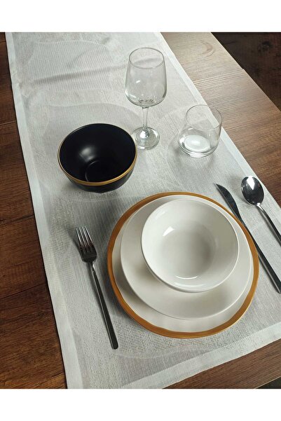 PİKKO HOME 45*146 CM Jacquard Ecru Thin Polyester Runner