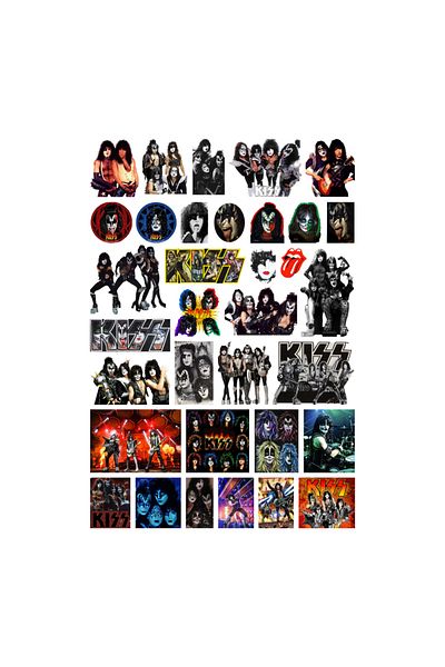 Ororabutik Σετ αυτοκόλλητων Rock Kiss 34Pcs Group - Σετ αυτοκόλλητων Scrapbook Bullet Journal