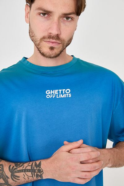 Ghetto off limits Tricou oversize albastru - Spălare eficientă cu ulei