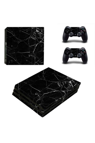 Kt Grup Siyah Mermer Deseni Playstation 4 Pro Uyumlu Full Sticker Kaplama