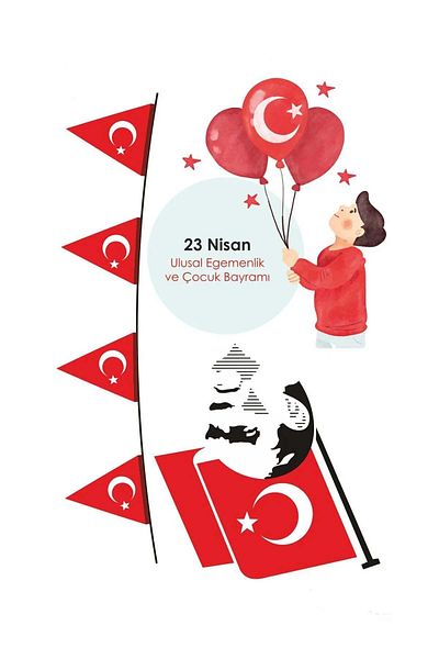Kt Grup April 23 Atatürk and Kids School Nursery Glass Wall Decoration Sticker Set