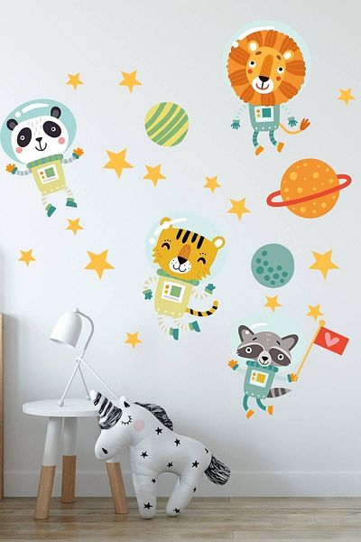 Sim Tasarım Space Themed Kids Wall Room Sticker
