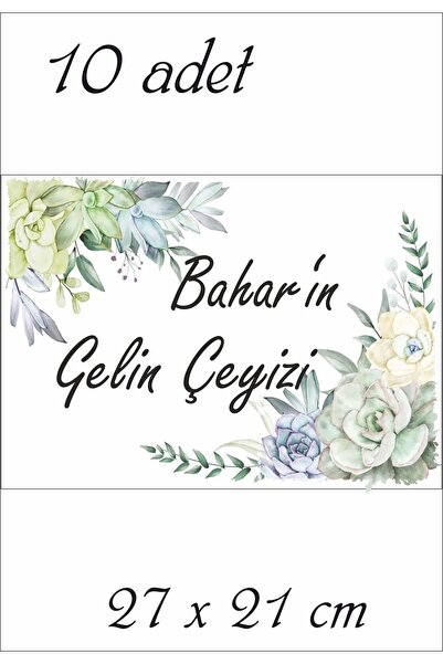 Kt Grup Isim Yazılı Gelin Çeyiz Kolisi Etiketi 10'lu Paket Kişiye Özel Çyzgln