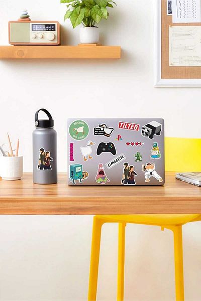 KT Decor مجموعة ملصقات للهاتف والكمبيوتر المحمول تحت عنوان اللعبة - PVC للكمبيوتر اللوحي والكمبيوتر المحمول والكمبيوتر المحمول والمكتبة