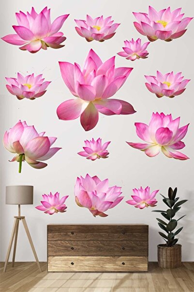 Kt Grup Muhteşem Lotus Çiçekleri 12 Adet Premium Duvar Sticker Seti