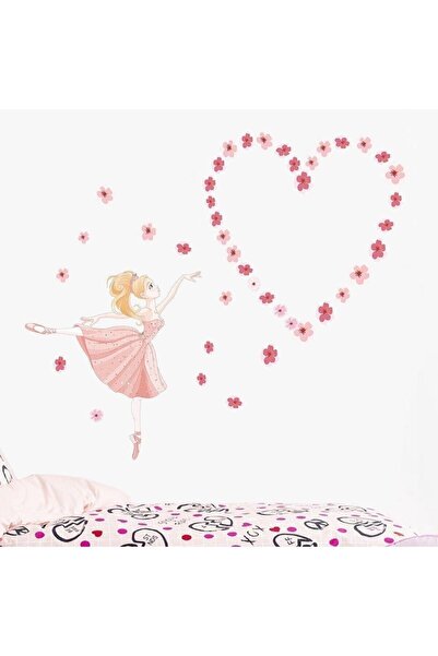 KT Decor ملصق حائط لغرفة البنات باللون الوردي Ballerina XL