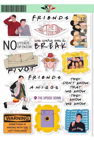 KT Decor مجموعة ملصقات PVC تحت عنوان الأصدقاء مكونة من 5 قطع - الهاتف والكمبيوتر اللوحي والكمبيوتر المحمول والكمبيوتر المحمول والدفتر والجدول الزمني