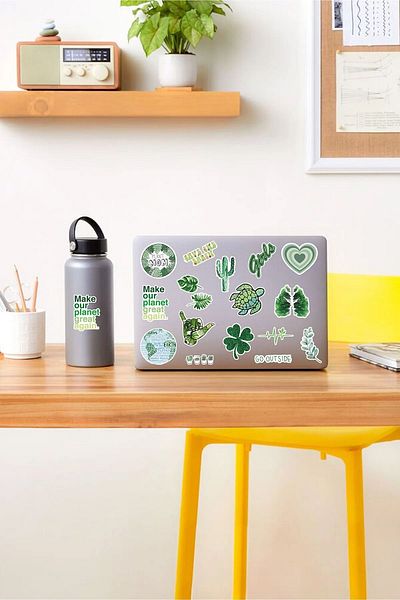 KT Decor VSCO Green تحت عنوان الهاتف والكمبيوتر اللوحي والكمبيوتر المحمول والكمبيوتر المحمول - مجموعة ملصقات PVC