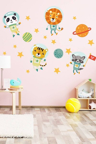 Sim Tasarım Space Themed Kids Wall Room Sticker