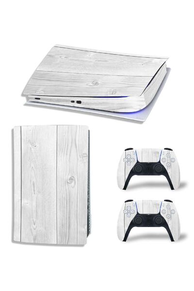 Kt Grup Gri Ahşap Yüzey Playstation 5 Standart Disk Edition Sticker Kaplama Seti