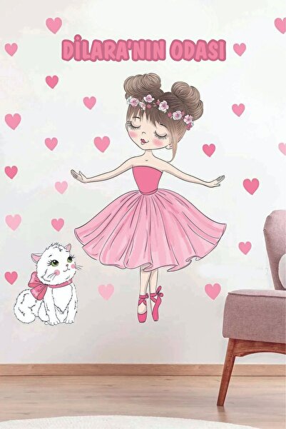 Kt Grup Sevimli Balerinler Kız Çocuğu İçin İsme Özel Sticker Seti