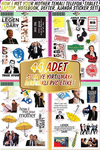 KT Decor How I Met Your Mother - 44 مجموعة من الهواتف والكمبيوتر اللوحي والكمبيوتر المحمول والكمبيوتر المحمول