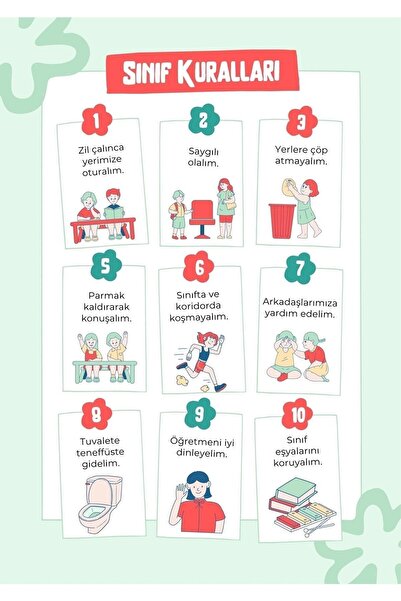 Kt Grup Sınıf Kuralları Ilkokul Ortaokul Için Sınıf Okul Sticker Seti